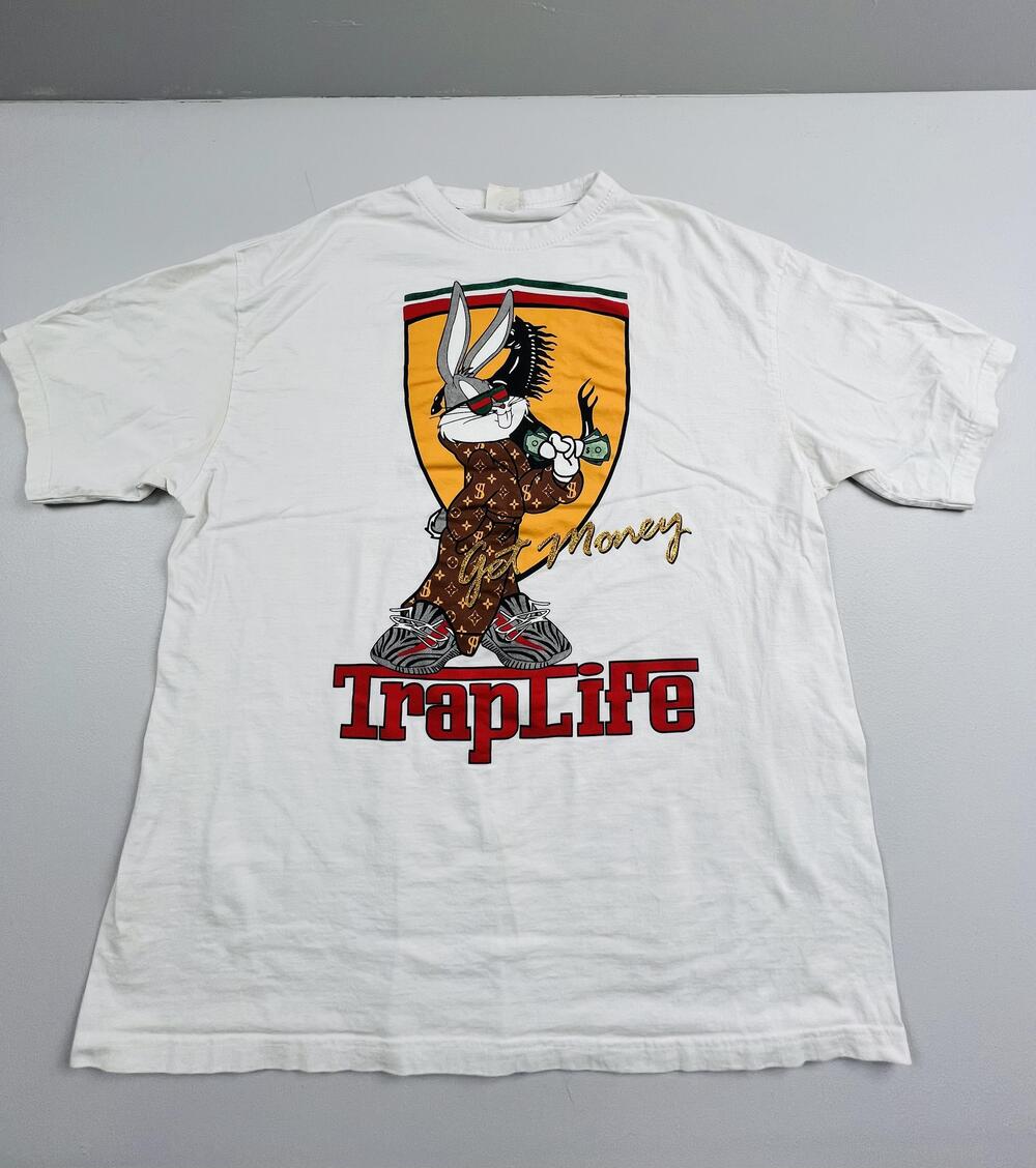 Phat Doc Shirt Mens 3XL White TrapLife Bugs Bunny Graphic Tee Streetwear Hip Hop